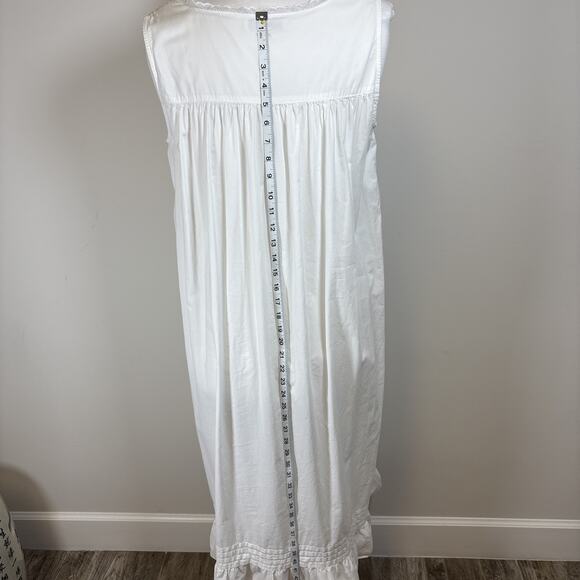 Vintage Eileen Wet Cotton Lawn Lace Nightgown White Sleeveless Ballet Length - Picture 10 of 16
